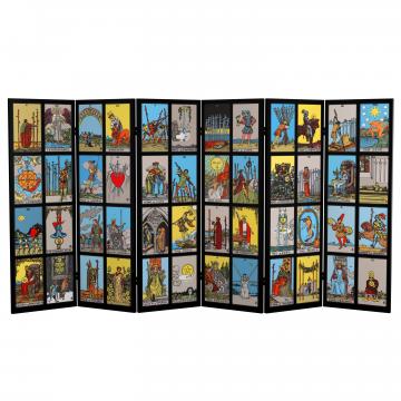 4 ft. Short Double Sided Rider-Waite Tarot Canvas Folding Screen
